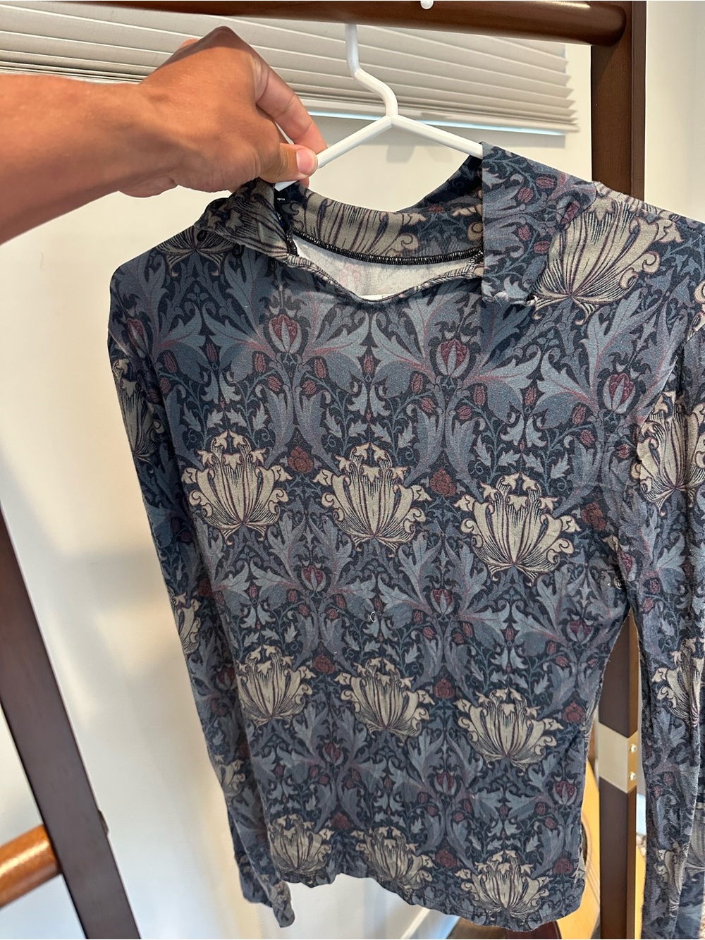 PAIGE x Morris & Co Floral Print Mock Neck Long Sleeve Top Medium